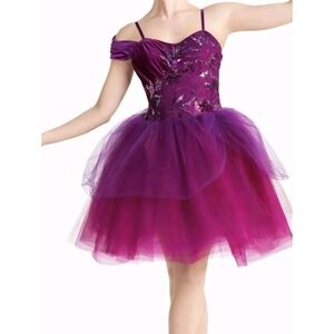 Revolution Ballerina Dance Costume Tutu XLC Child Pink Purple Sequin